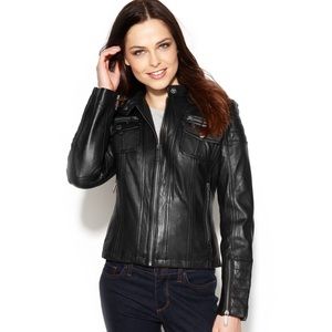 Michael Kors Genuine Leather Biker Jacket M